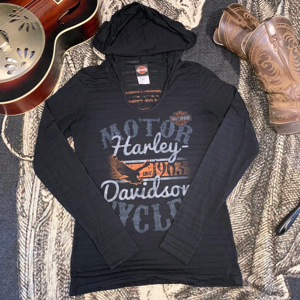 Harley Davidson Dealership Hooded Long Sleeve Top